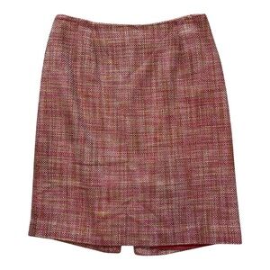 Valerie Stevens Red Tweed Pencil Skirt with Multi-Tone Weave